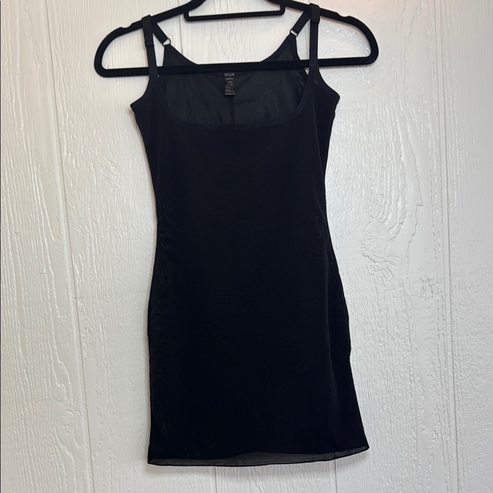 Skims Sheer Sculp Slip Dress in Black, Medium